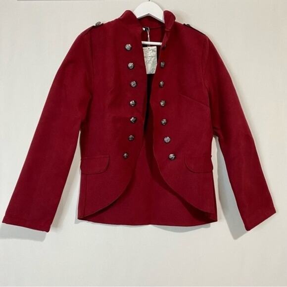 Suvimuga Women’s Button Accent Open Front Blazer Red NWT - Picture 1 of 9